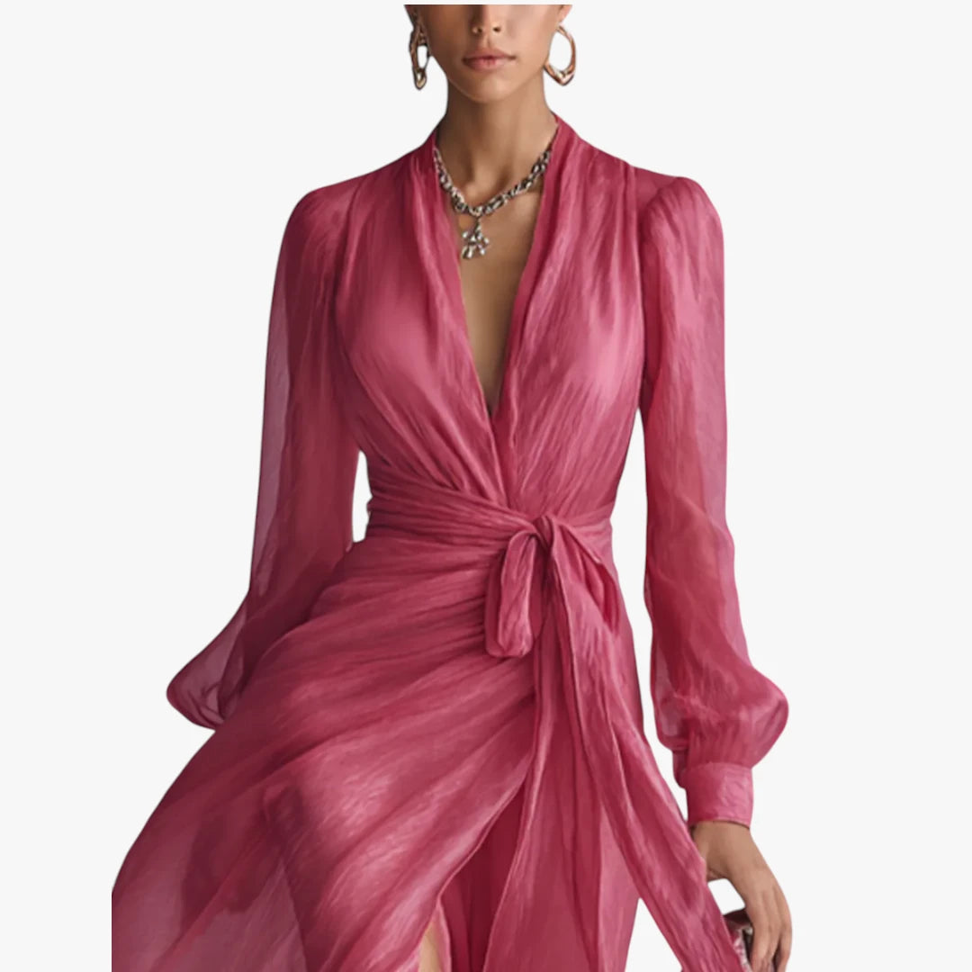 Dame Elegant Maxi Kjole til Bryllup med Lange Ærmer
