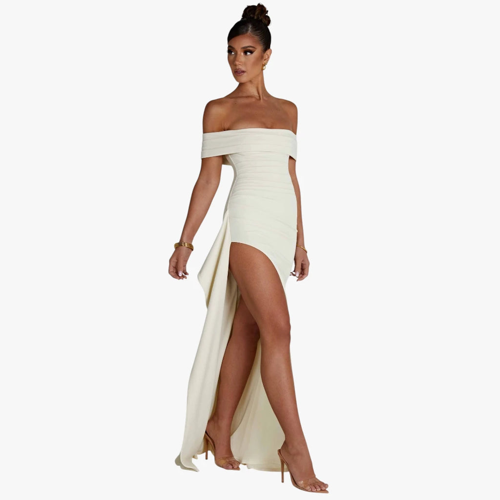 Dame Elegant Maxi Kjole til Bryllup med Off Shoulder