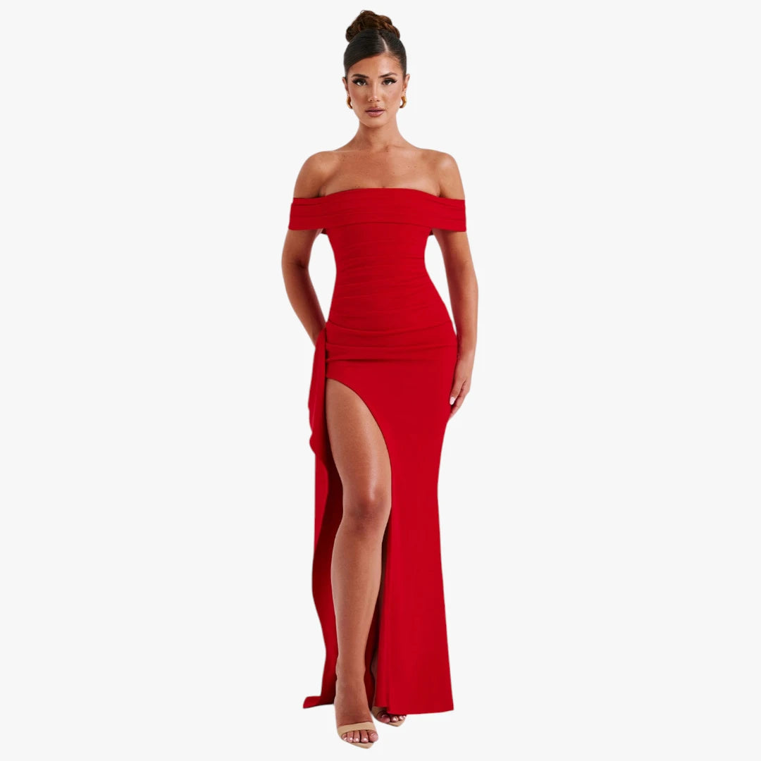 Dame Elegant Maxi Kjole til Bryllup med Off Shoulder