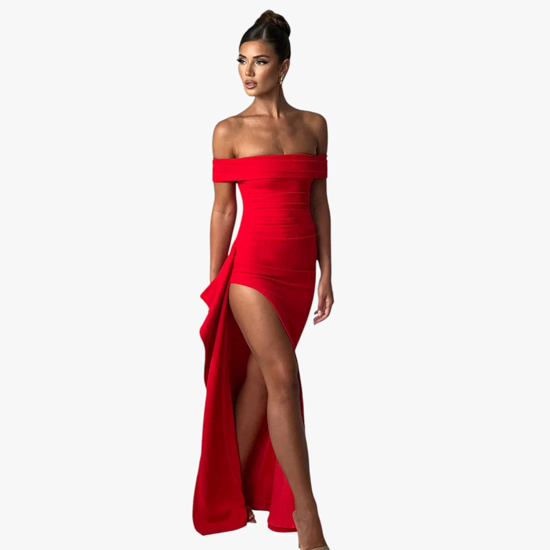 Dame Elegant Maxi Kjole til Bryllup med Off Shoulder