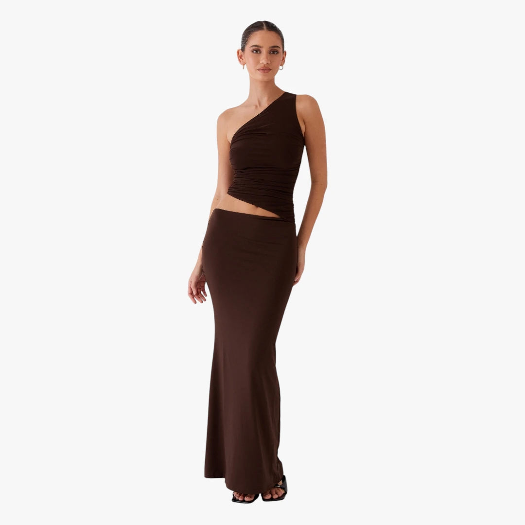 Dame Elegant Maxi Kjole til Bryllup med One Shoulder