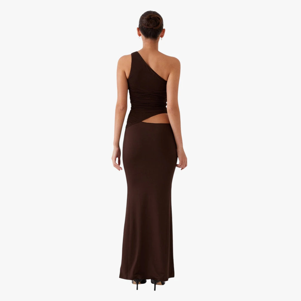 Dame Elegant Maxi Kjole til Bryllup med One Shoulder