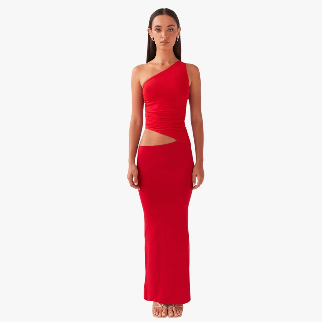 Dame Elegant Maxi Kjole til Bryllup med One Shoulder