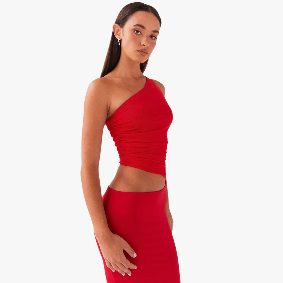 Dame Elegant Maxi Kjole til Bryllup med One Shoulder