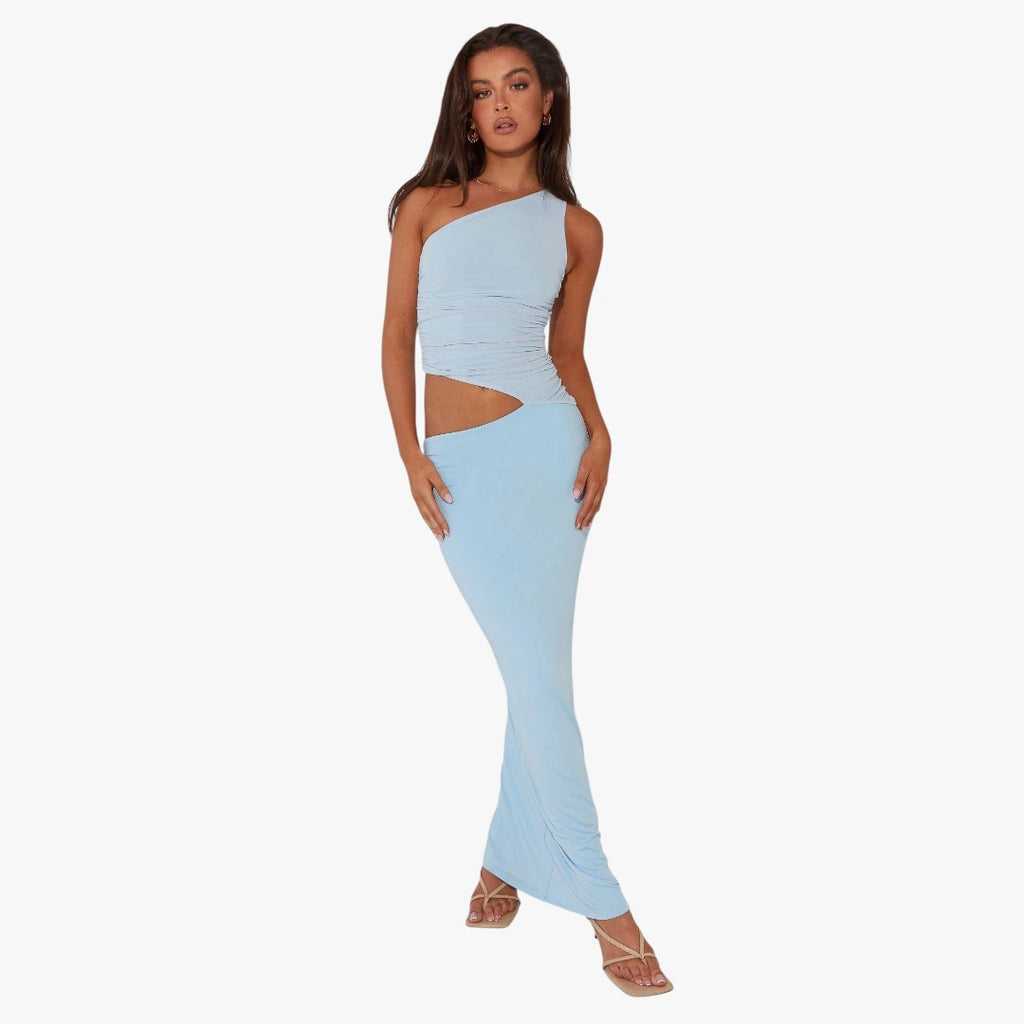 Dame Elegant Maxi Kjole til Bryllup med One Shoulder