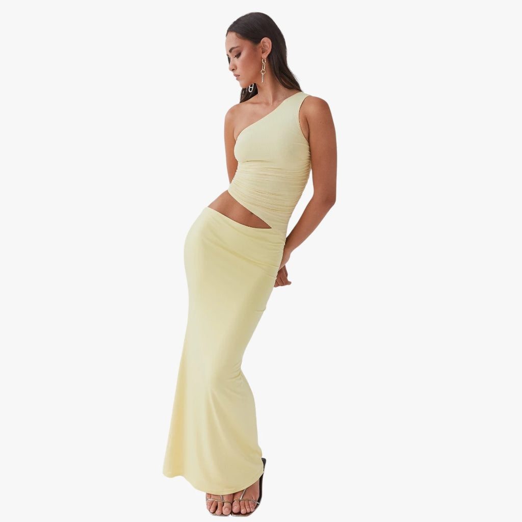 Dame Elegant Maxi Kjole til Bryllup med One Shoulder