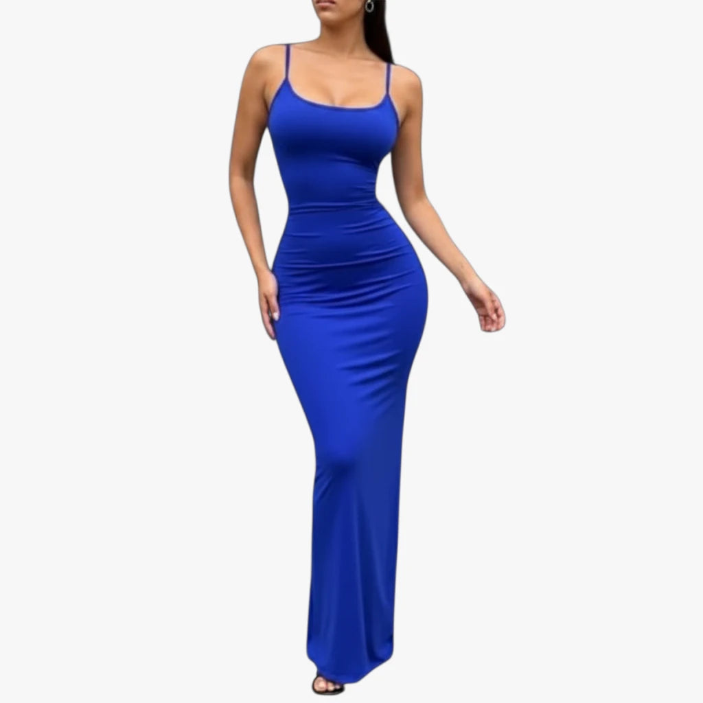 Dame Elegant Maxi Sommerkjole med Åben Ryg