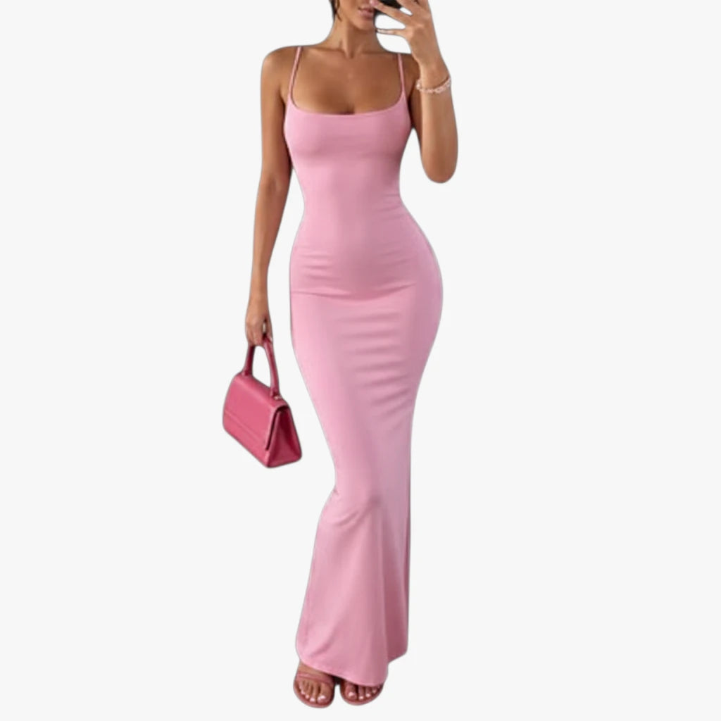 Dame Elegant Maxi Sommerkjole med Åben Ryg