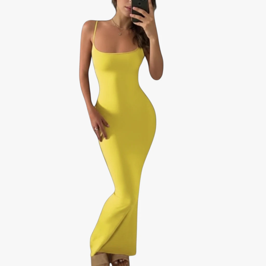 Dame Elegant Maxi Sommerkjole med Åben Ryg