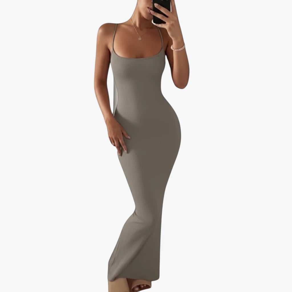 Dame Elegant Maxi Sommerkjole med Åben Ryg