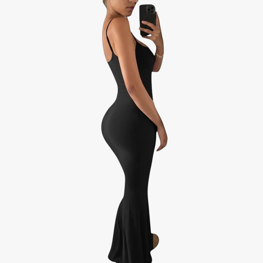 Dame Elegant Maxi Sommerkjole med Åben Ryg