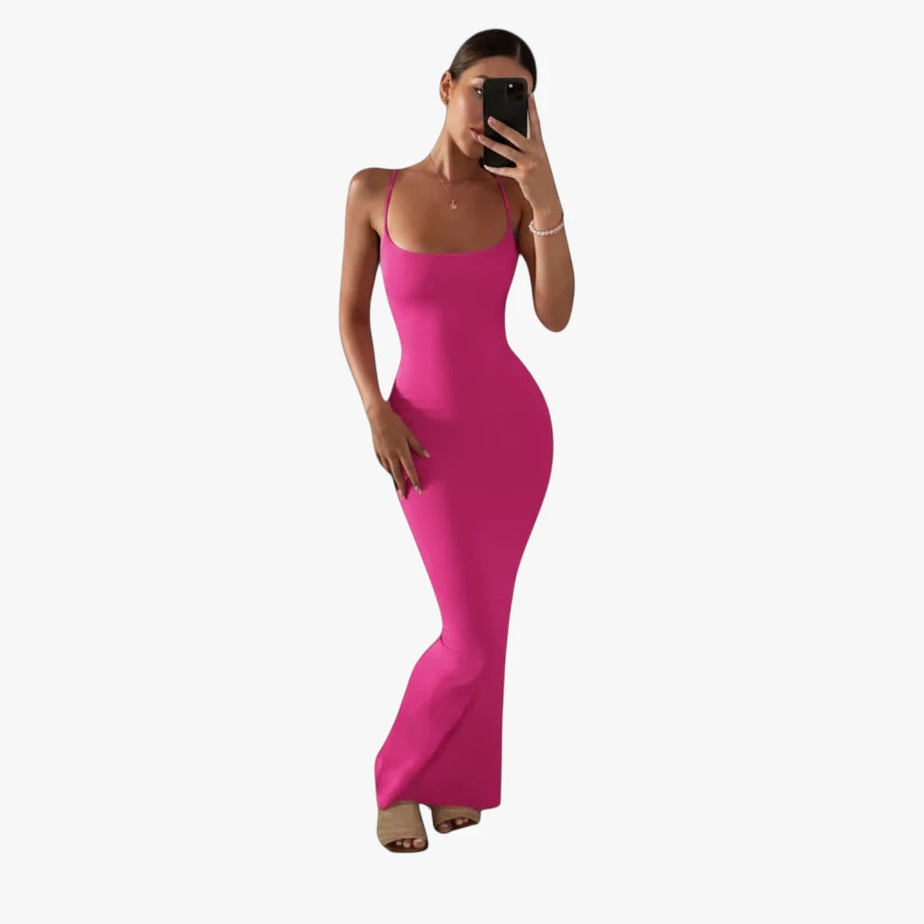 Dame Elegant Maxi Sommerkjole med Åben Ryg