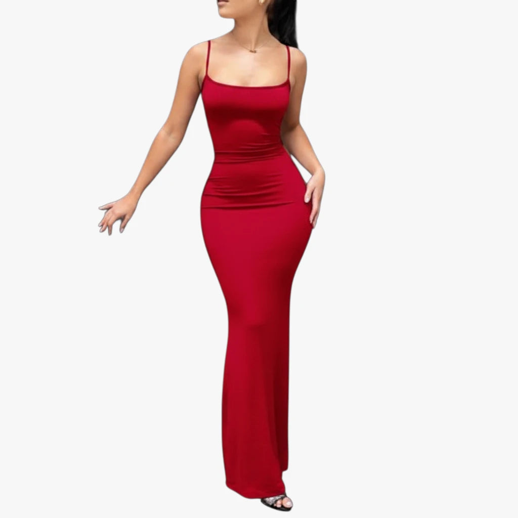 Dame Elegant Maxi Sommerkjole med Åben Ryg