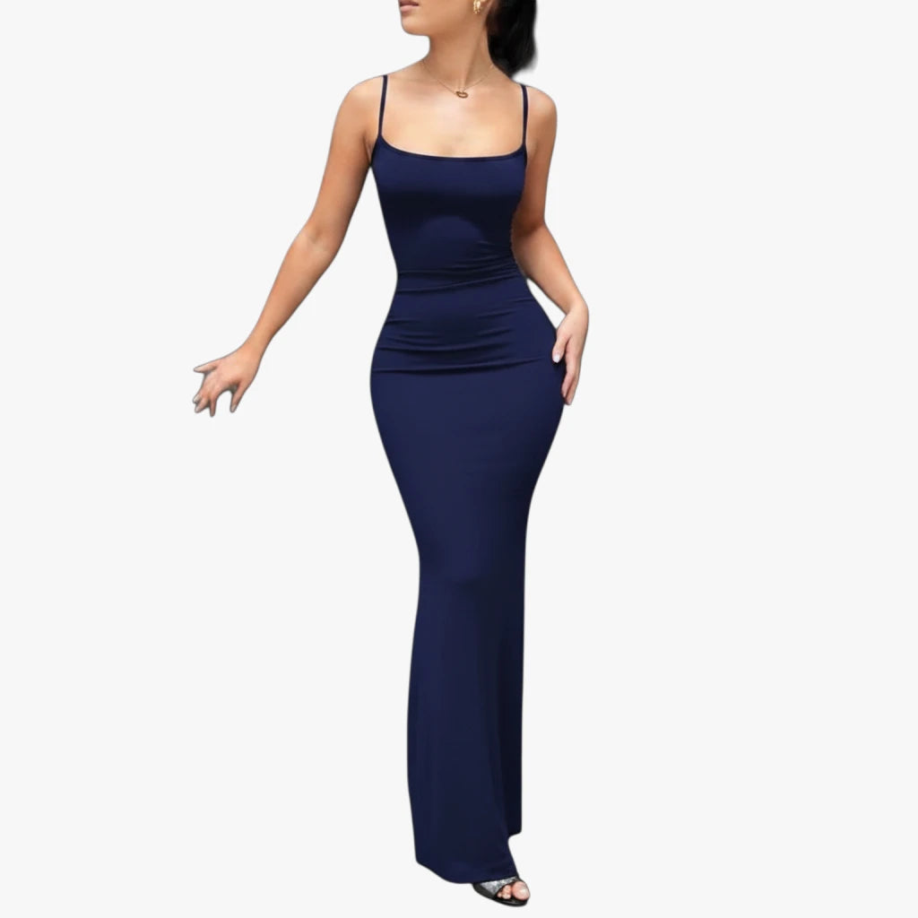 Dame Elegant Maxi Sommerkjole med Åben Ryg