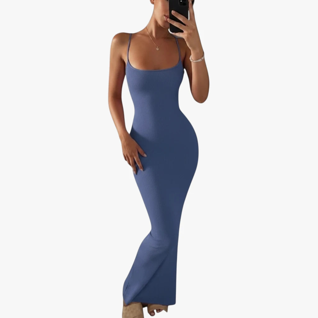 Dame Elegant Maxi Sommerkjole med Åben Ryg