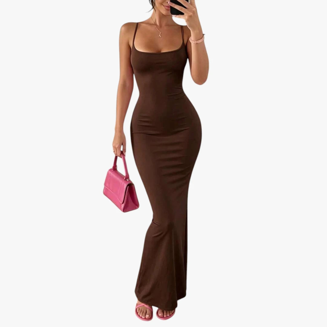 Dame Elegant Maxi Sommerkjole med Åben Ryg