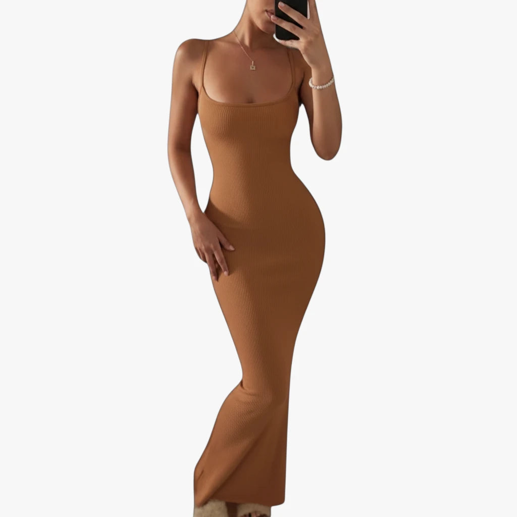 Dame Elegant Maxi Sommerkjole med Åben Ryg