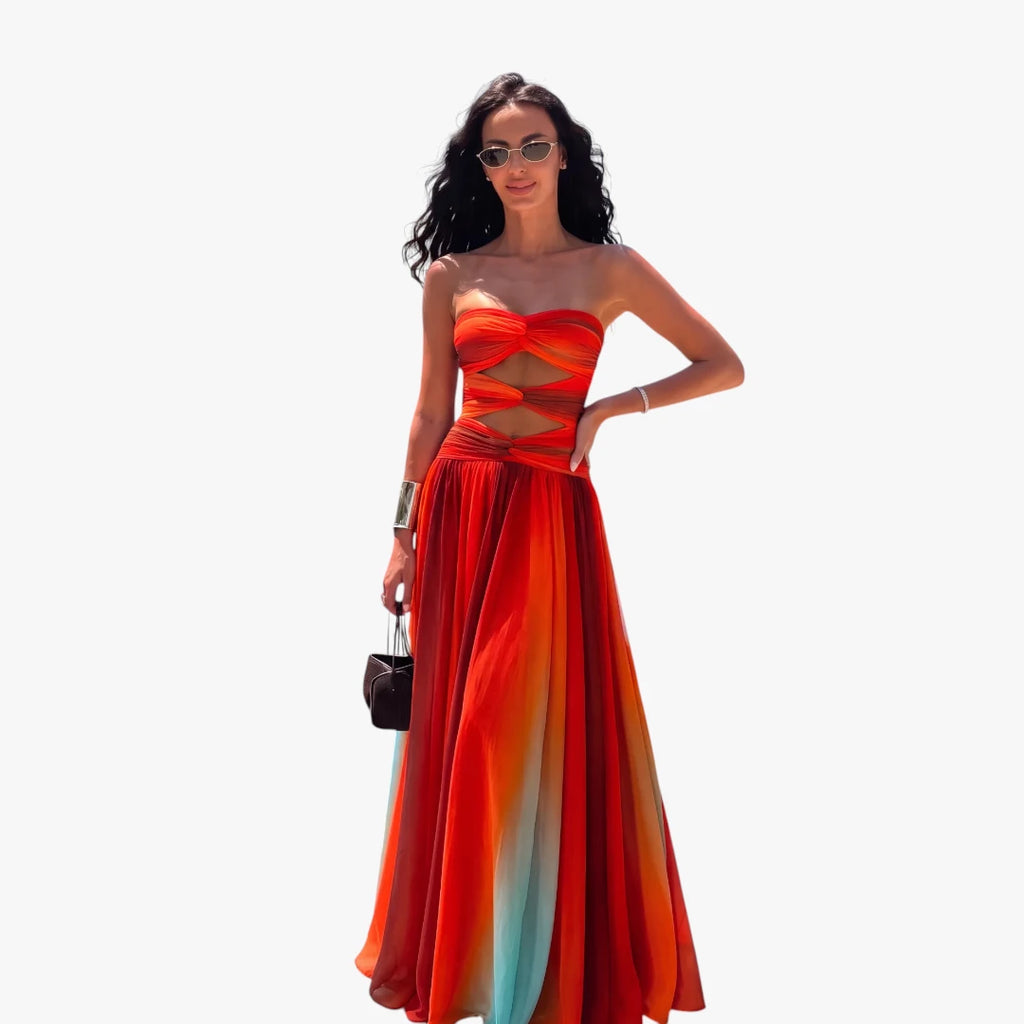 Dame Elegant Maxi Sommerkjole med Bandeau