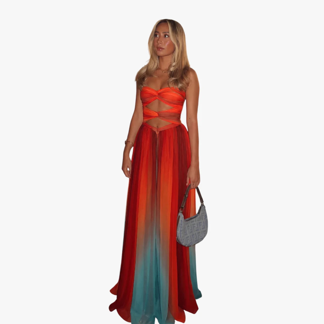 Dame Elegant Maxi Sommerkjole med Bandeau