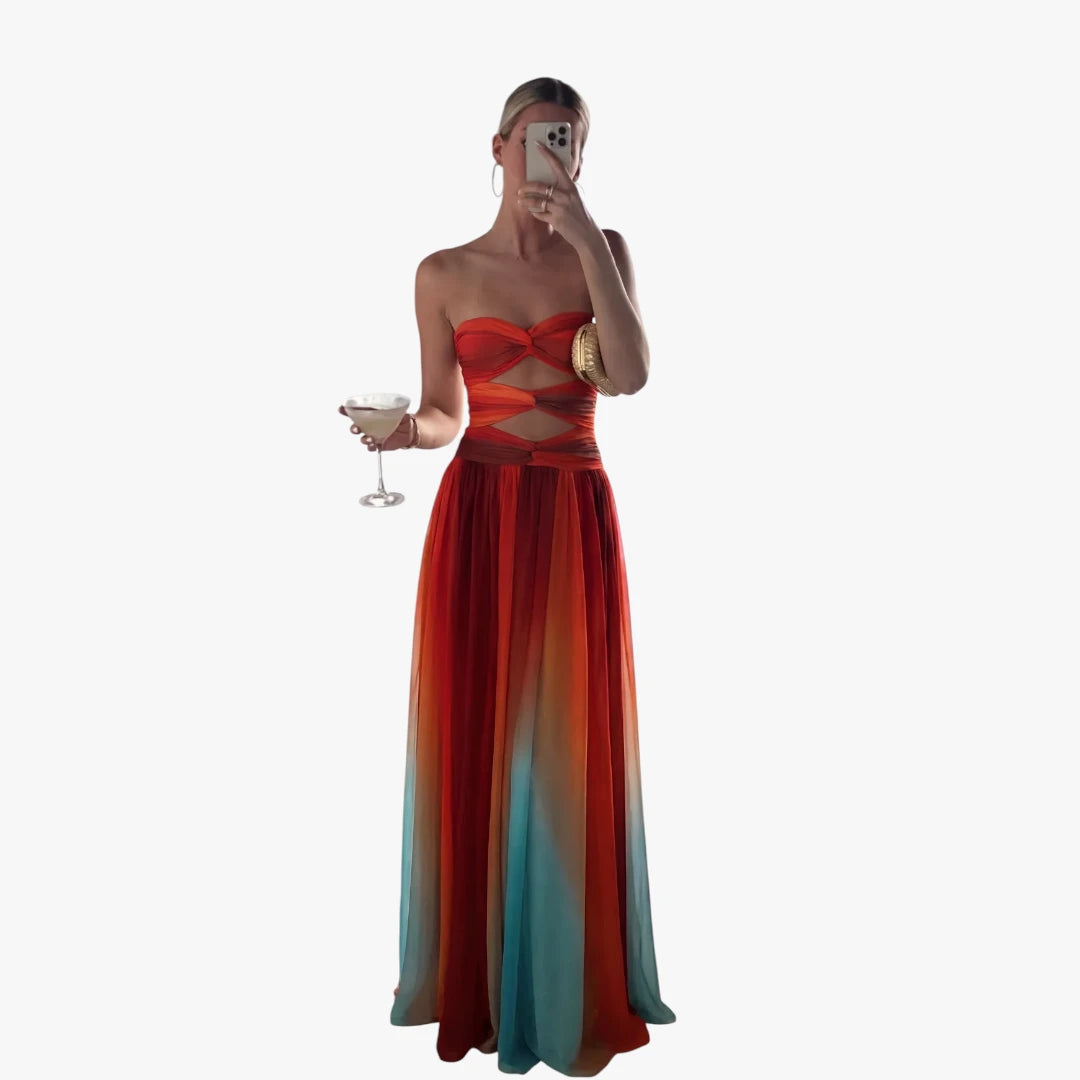 Dame Elegant Maxi Sommerkjole med Bandeau