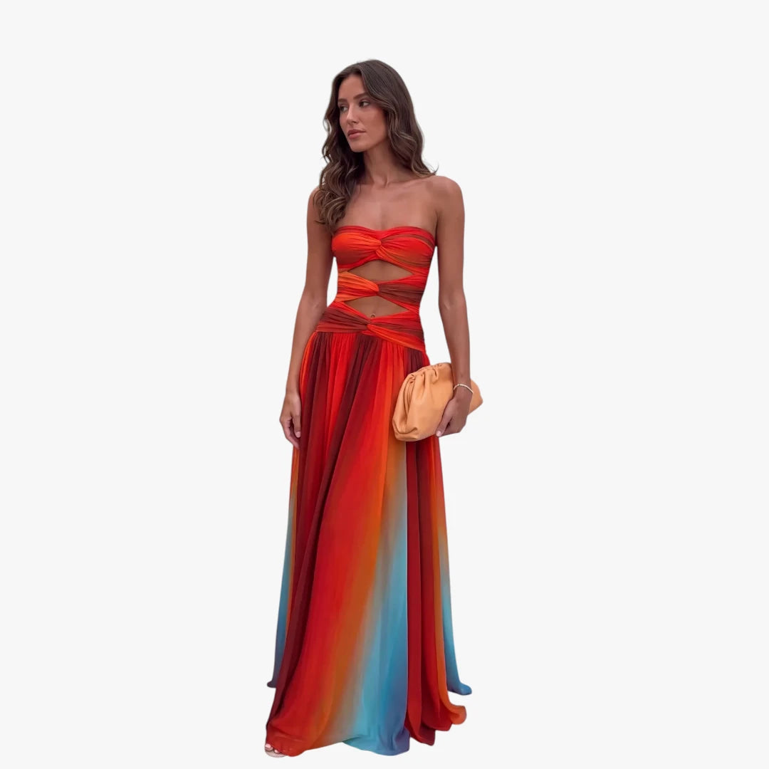 Dame Elegant Maxi Sommerkjole med Bandeau