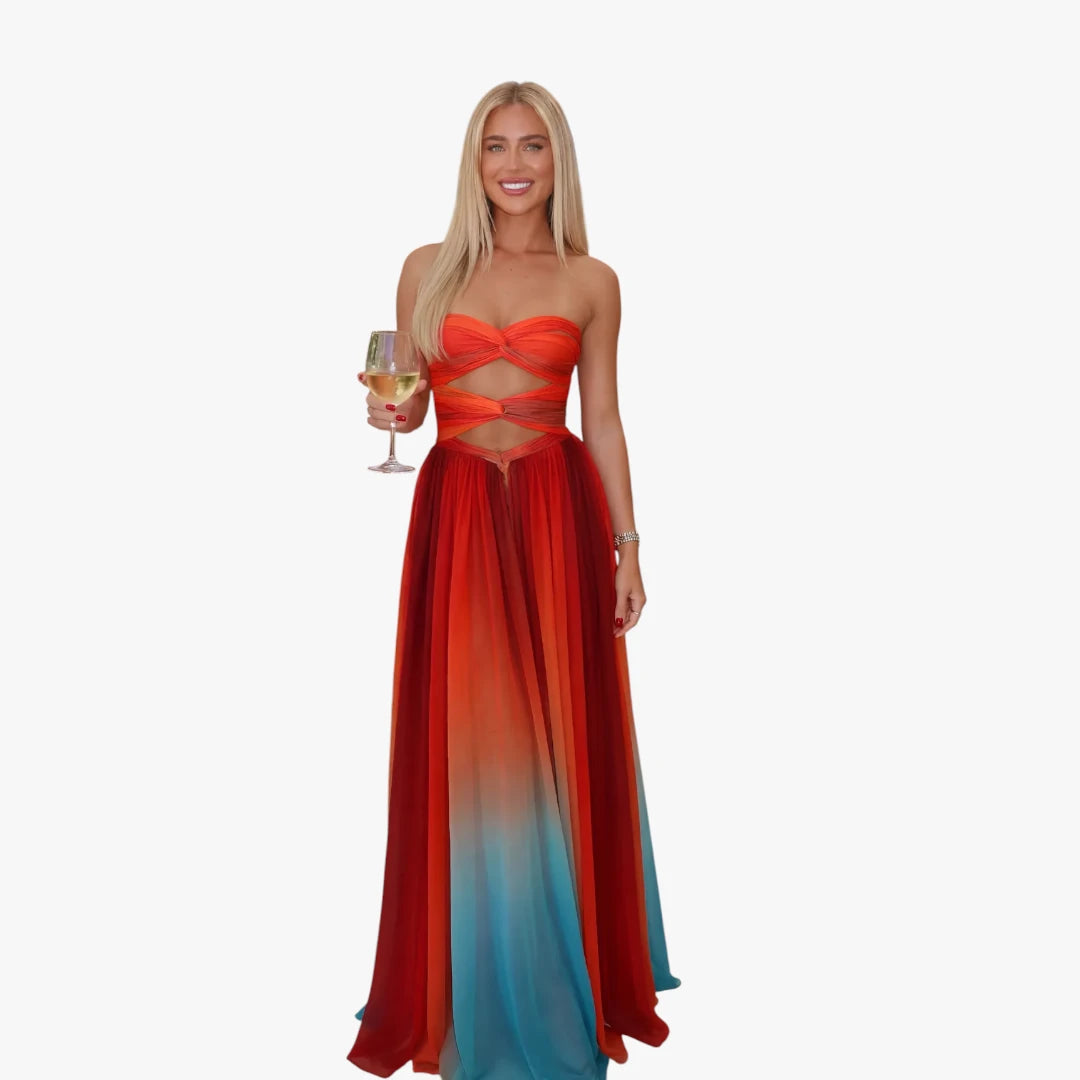 Dame Elegant Maxi Sommerkjole med Bandeau