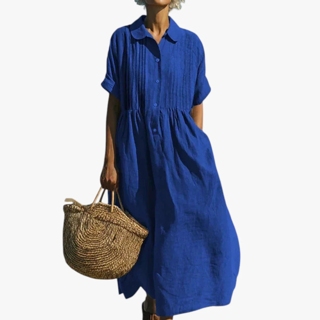 Dame Elegant Maxi Sommerkjole med Knapper