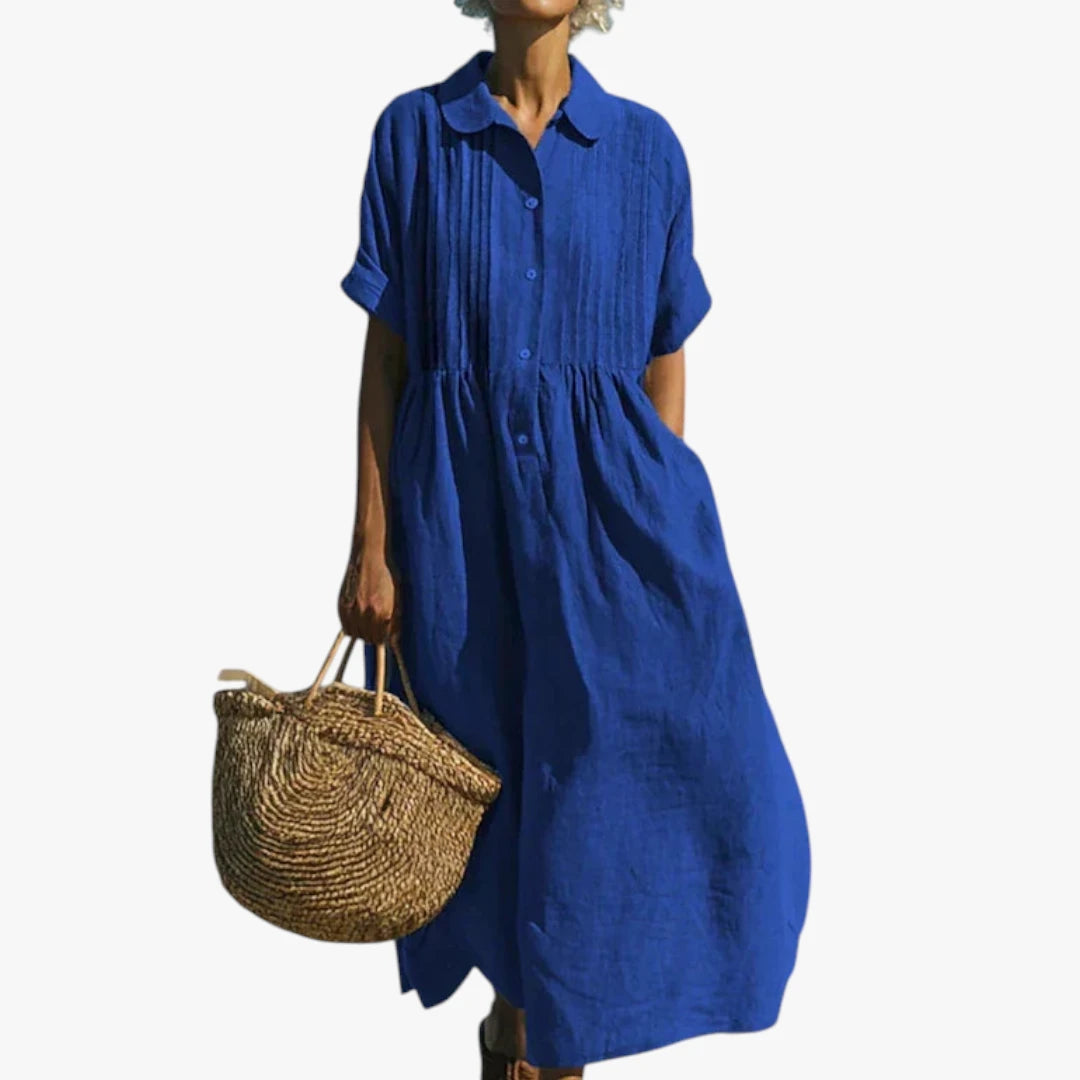 Dame Elegant Maxi Sommerkjole med Knapper