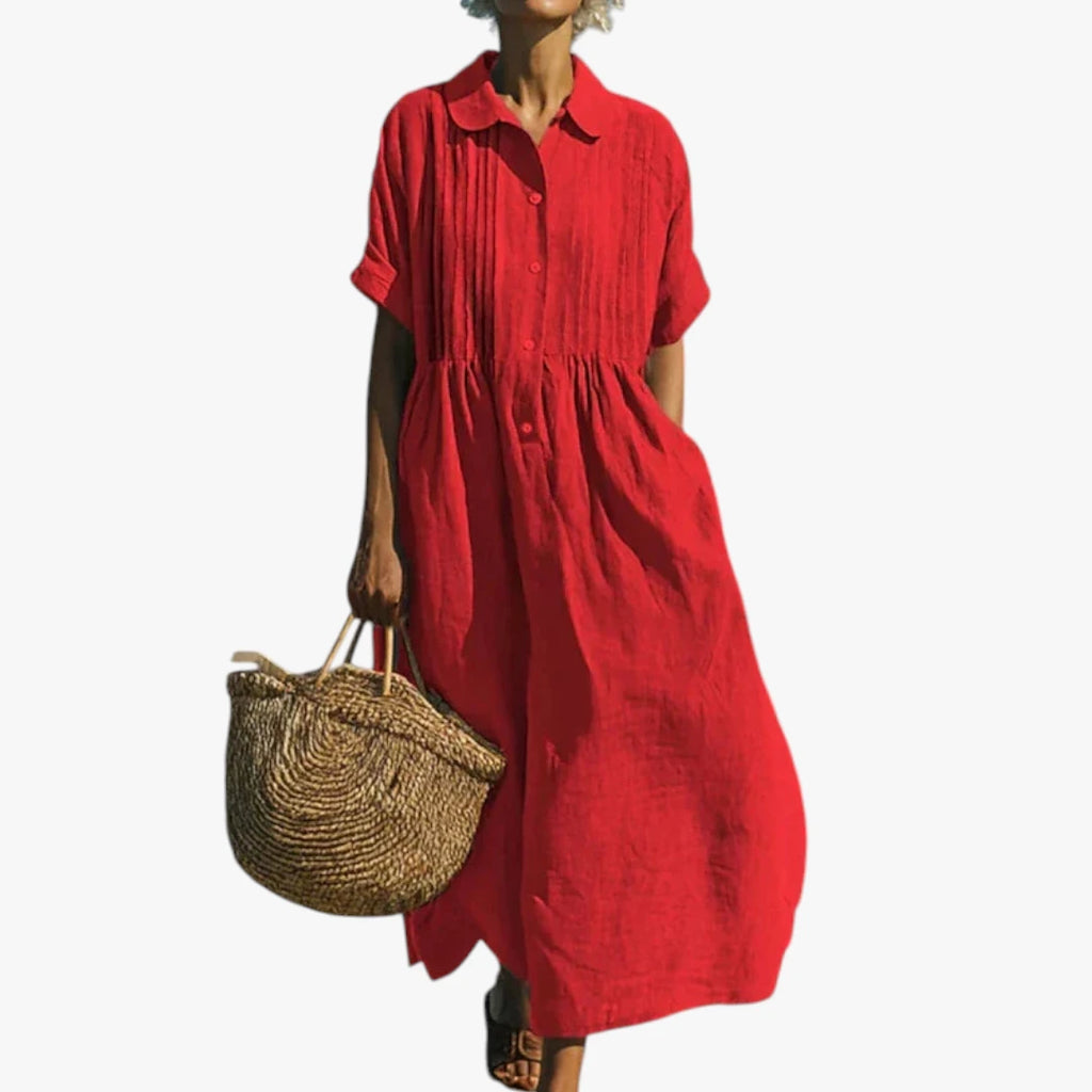 Dame Elegant Maxi Sommerkjole med Knapper