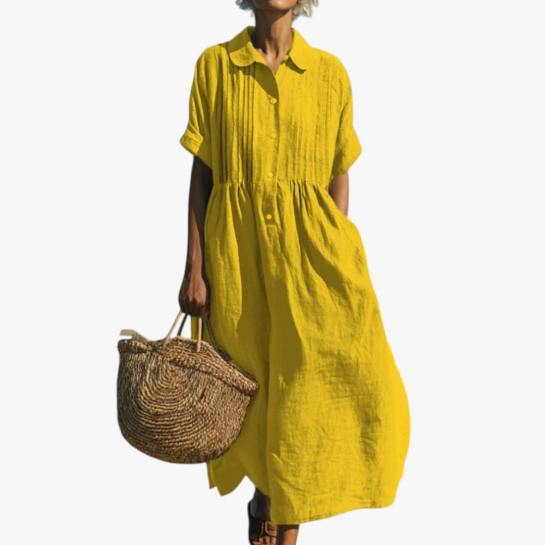 Dame Elegant Maxi Sommerkjole med Knapper