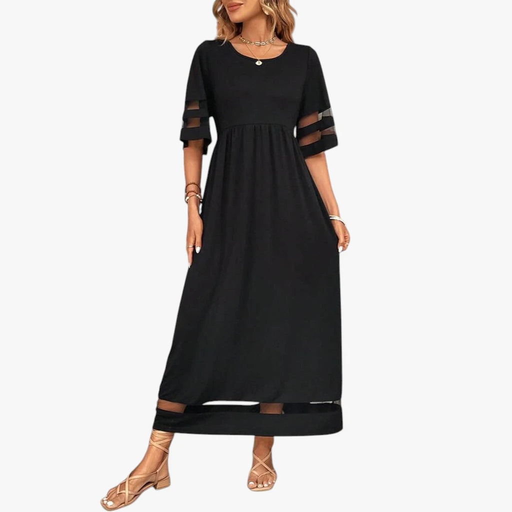 Dame Elegant Maxi Sommerkjole med Mesh og Løs Pasform