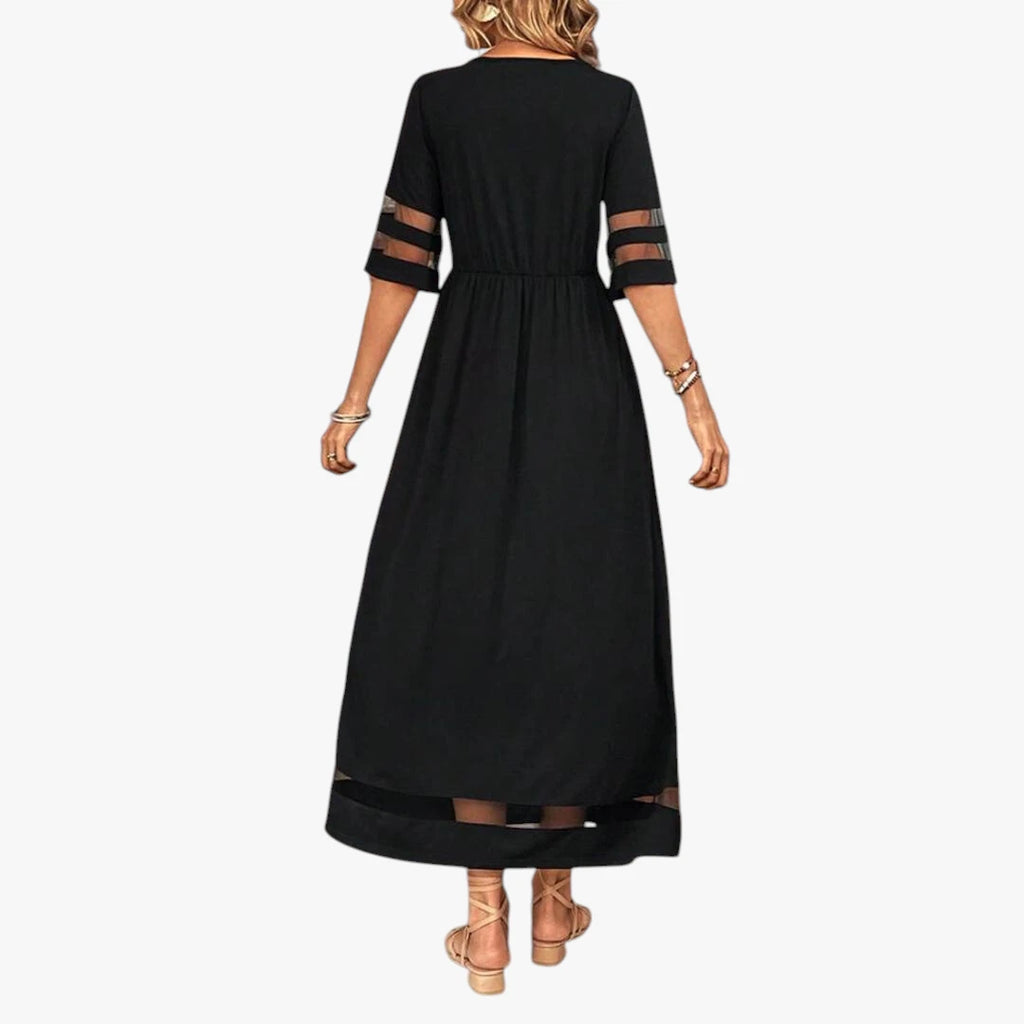 Dame Elegant Maxi Sommerkjole med Mesh og Løs Pasform