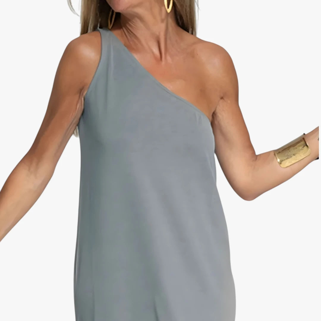 Dame Elegant Maxi Sommerkjole med One Shoulder