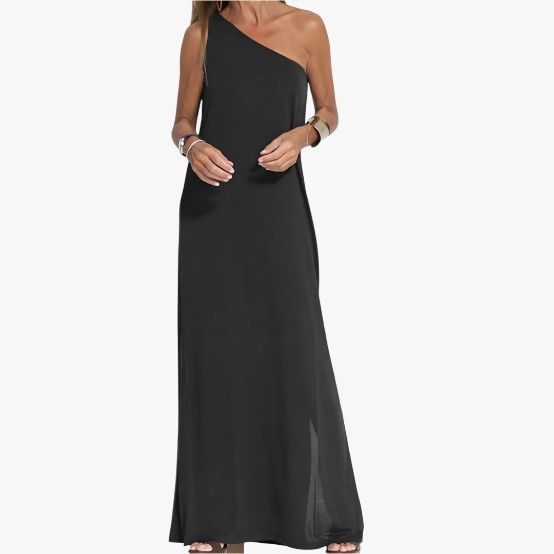 Dame Elegant Maxi Sommerkjole med One Shoulder