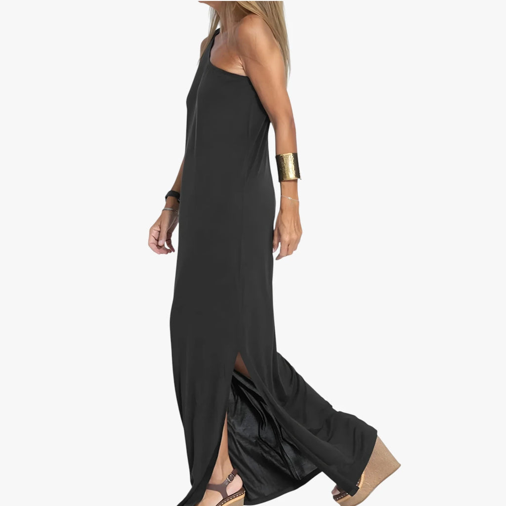 Dame Elegant Maxi Sommerkjole med One Shoulder