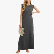 Dame Elegant Maxi Sommerkjole med Slids og Uden Ærmer