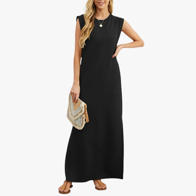 Dame Elegant Maxi Sommerkjole med Slids og Uden Ærmer