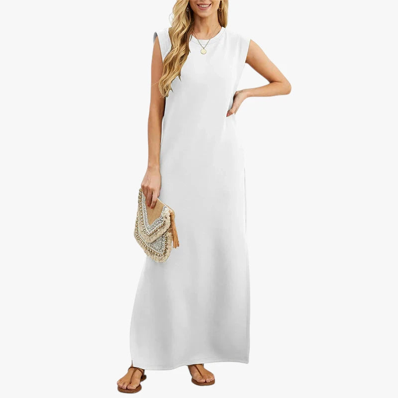 Dame Elegant Maxi Sommerkjole med Slids og Uden Ærmer