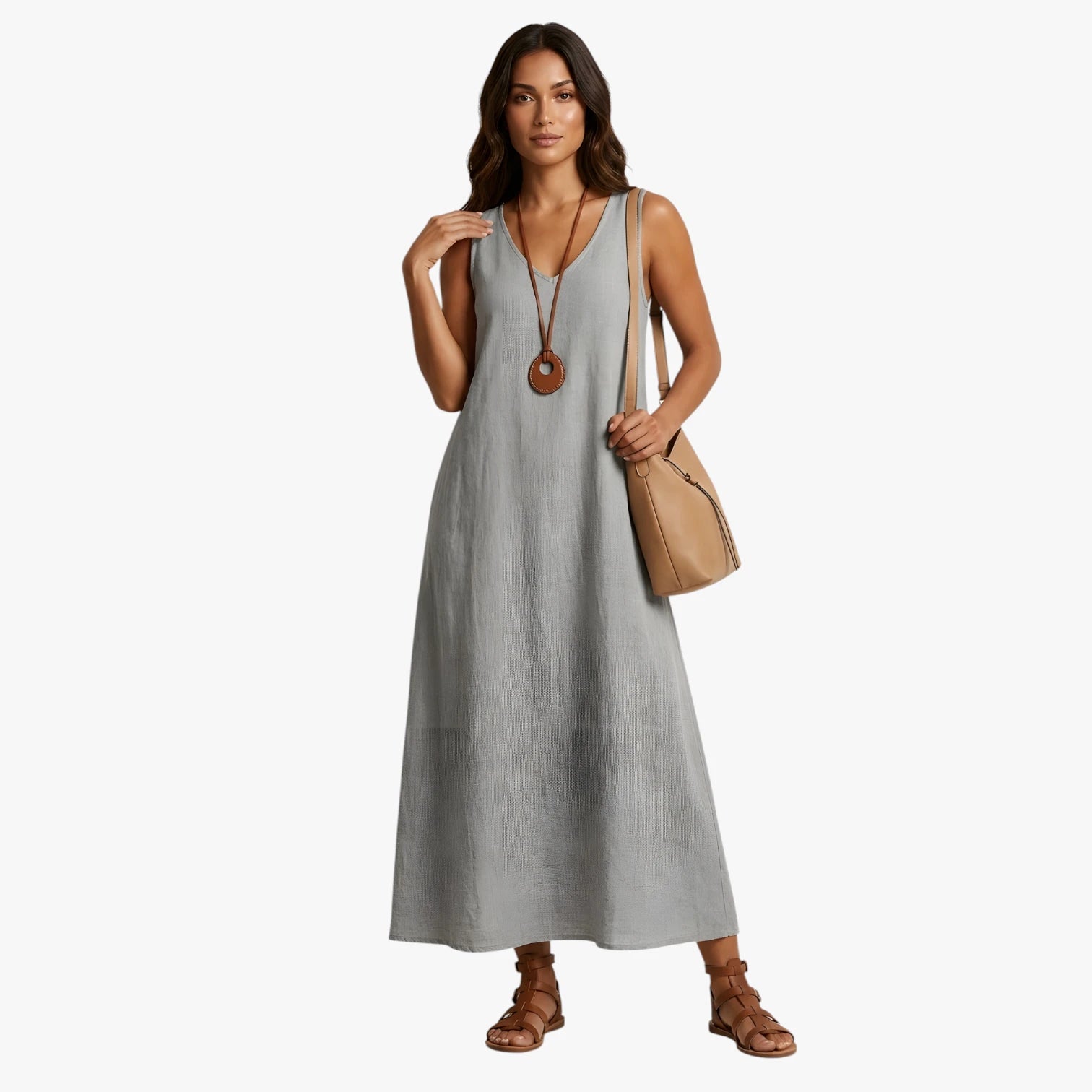 Dame Elegant Maxi Sommerkjole med Uden Ærmer