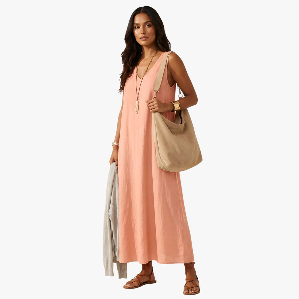 Dame Elegant Maxi Sommerkjole med Uden Ærmer