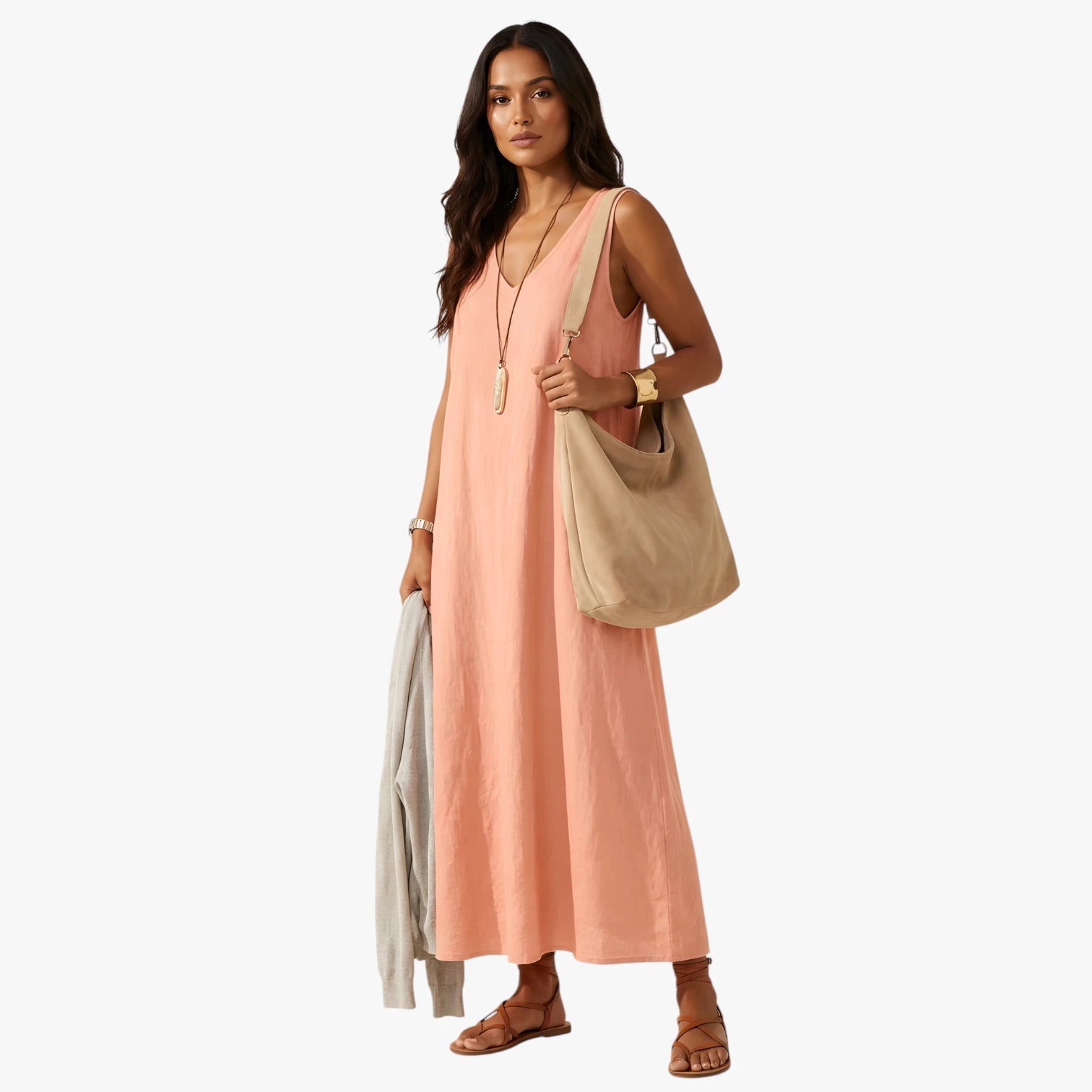 Dame Elegant Maxi Sommerkjole med Uden Ærmer