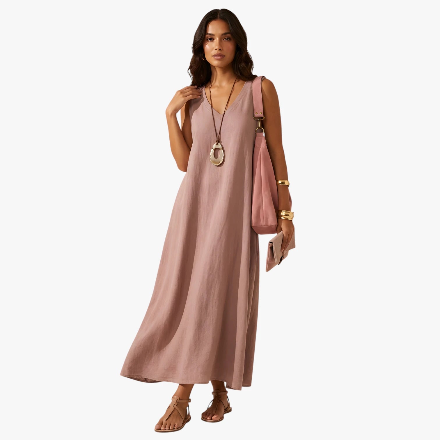 Dame Elegant Maxi Sommerkjole med Uden Ærmer