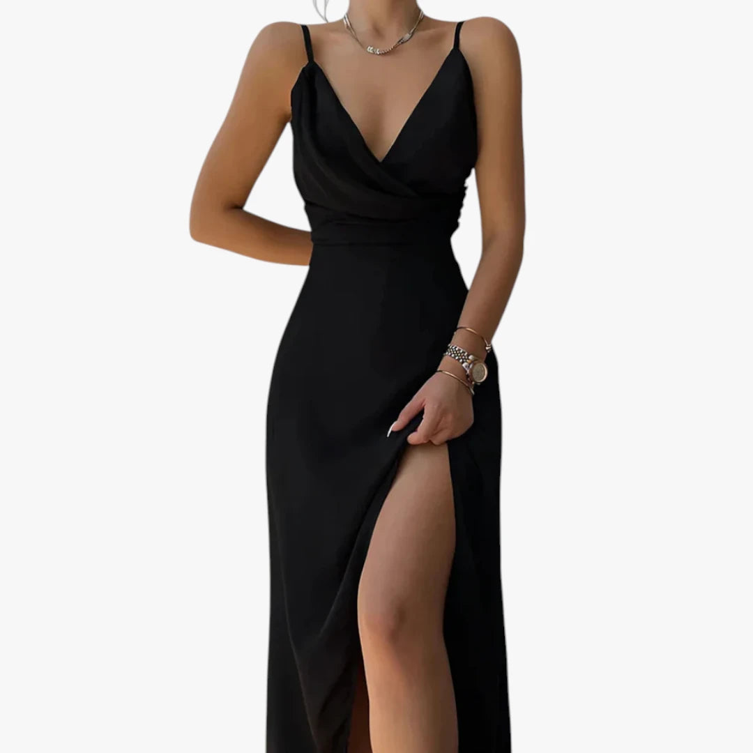 Dame Elegant Maxi Sommerkjole med V-hals og Slids
