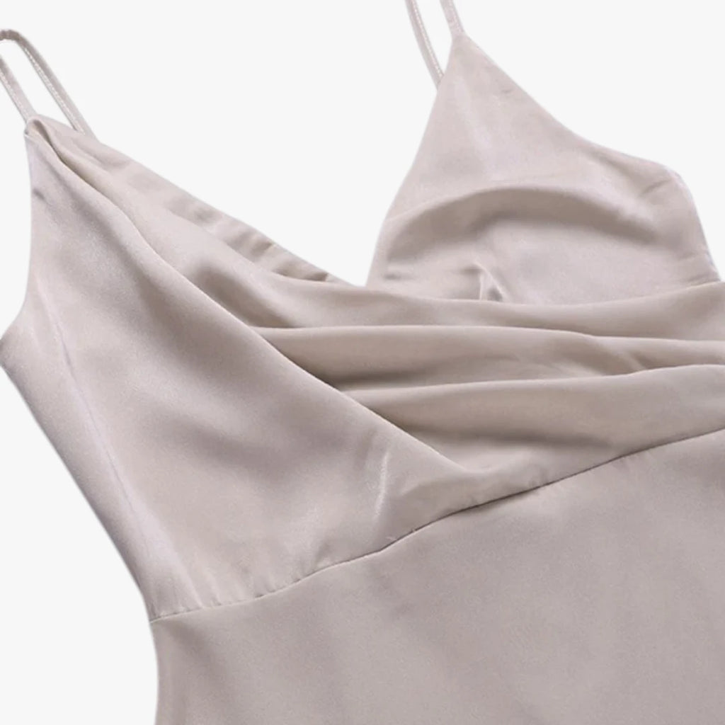 Dame Elegant Maxi Sommerkjole med V-hals og Slids