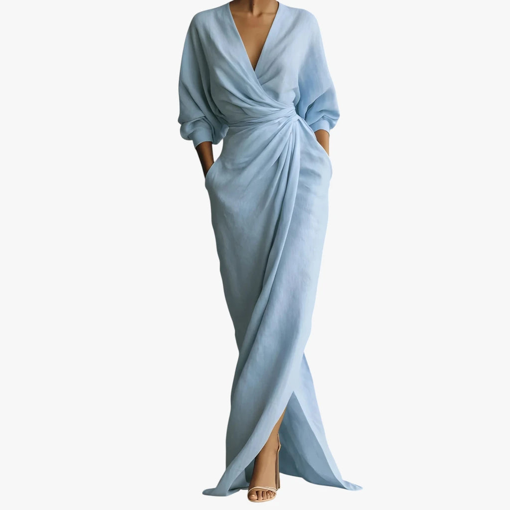 Dame Elegant Maxi Sommerkjole med Wrap-Talje