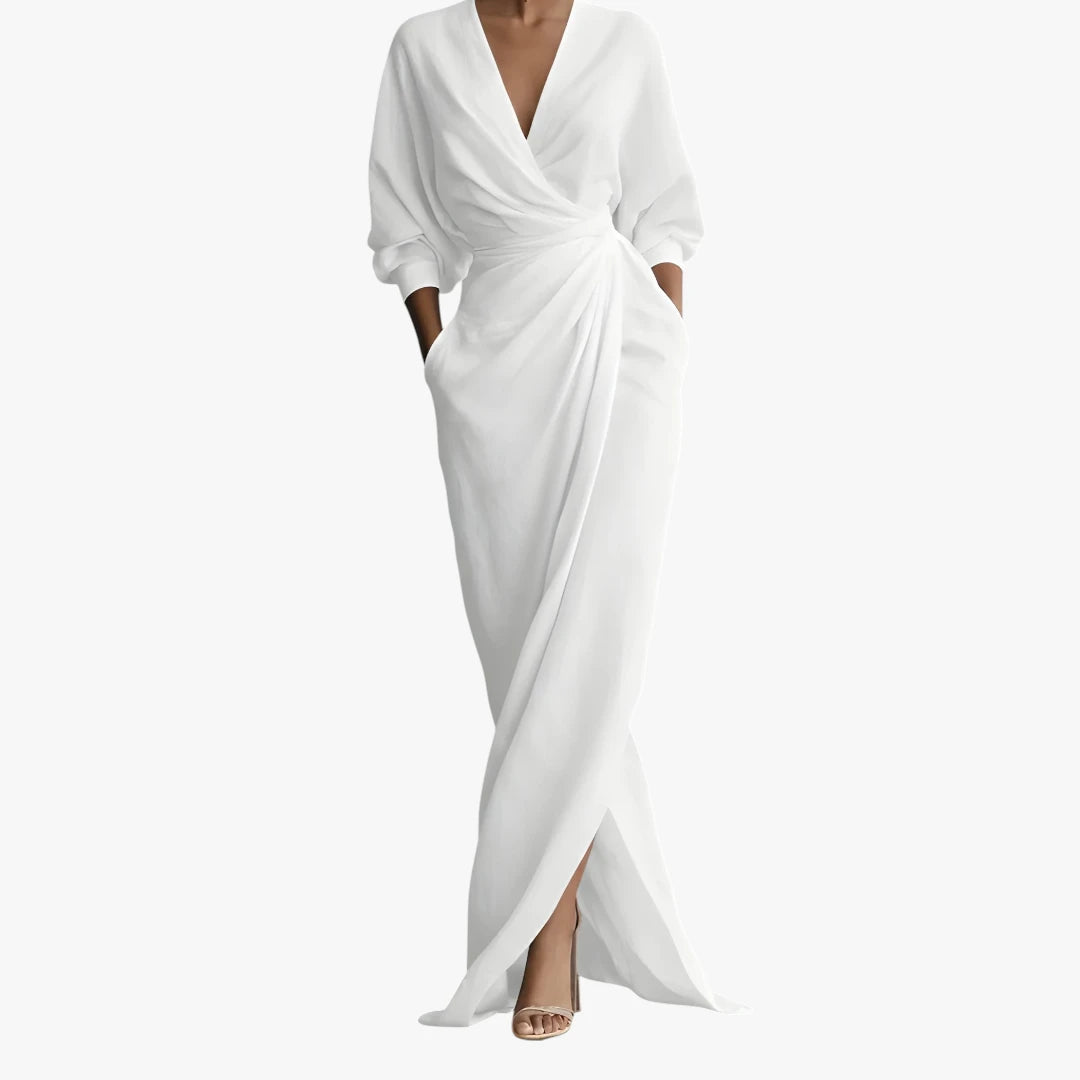 Dame Elegant Maxi Sommerkjole med Wrap-Talje