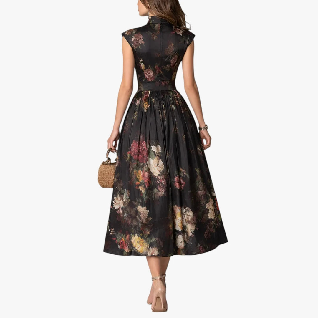 Dame Elegant Midi Kjole til Bryllup med Blomster Detalje