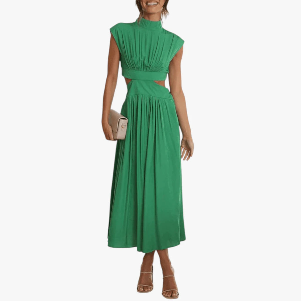 Dame Elegant Midi Kjole til Bryllup med Cut Out