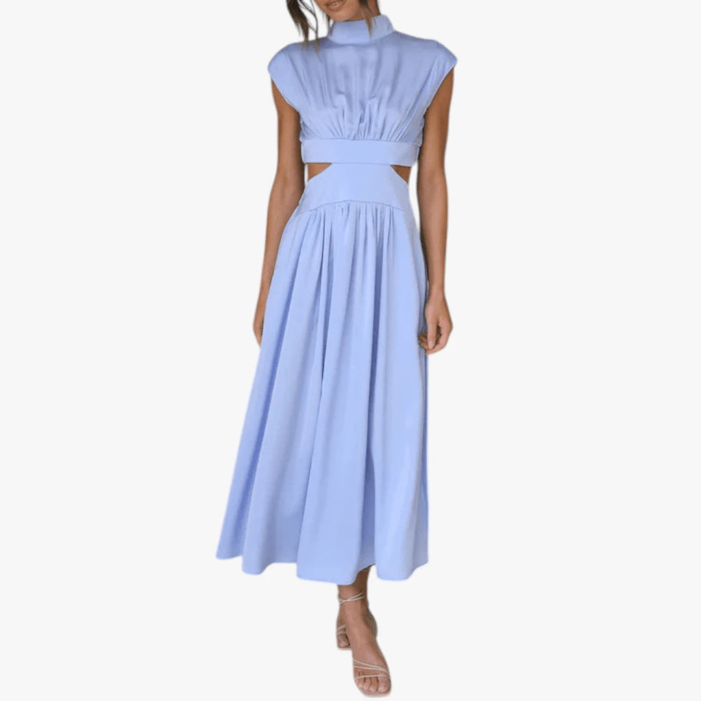 Dame Elegant Midi Kjole til Bryllup med Cut Out