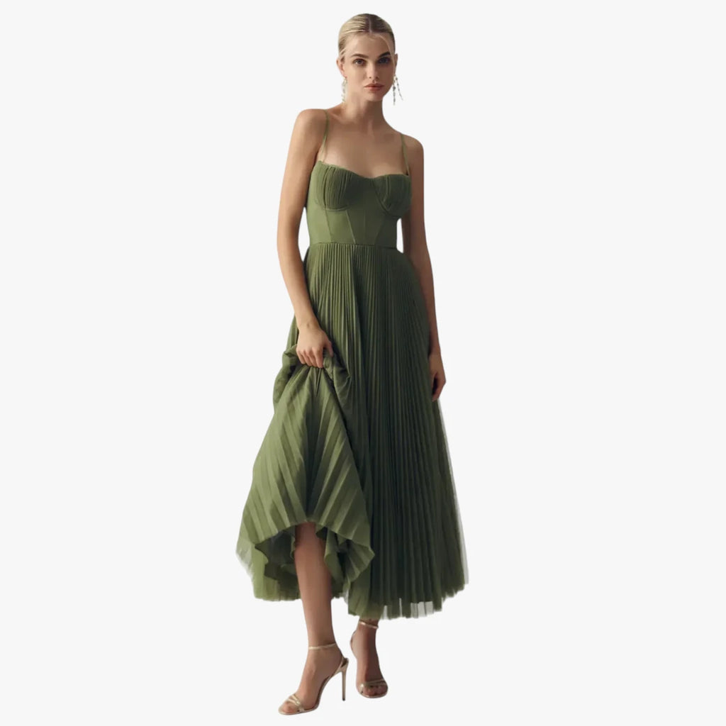 Dame Elegant Midi Kjole til Bryllup med Korset